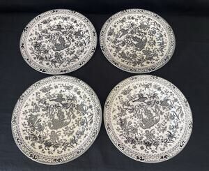 RARE Burleigh Black Regal Chinese Peacock Stonewall Kitchen Set Plates 7.75"